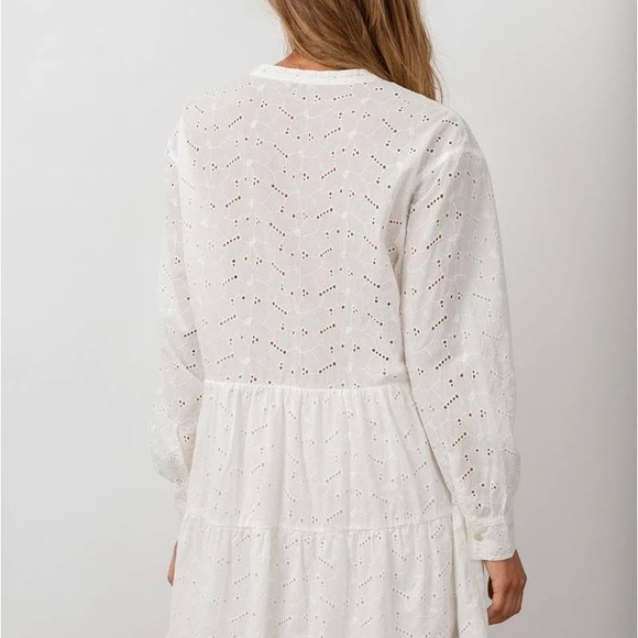RAILS White Eyelet Long-Sleeve Peasant Dress-NWOT - Picture 3 of 15